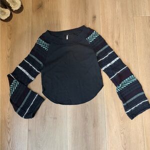 Free People Top with Patterned Sleeves
